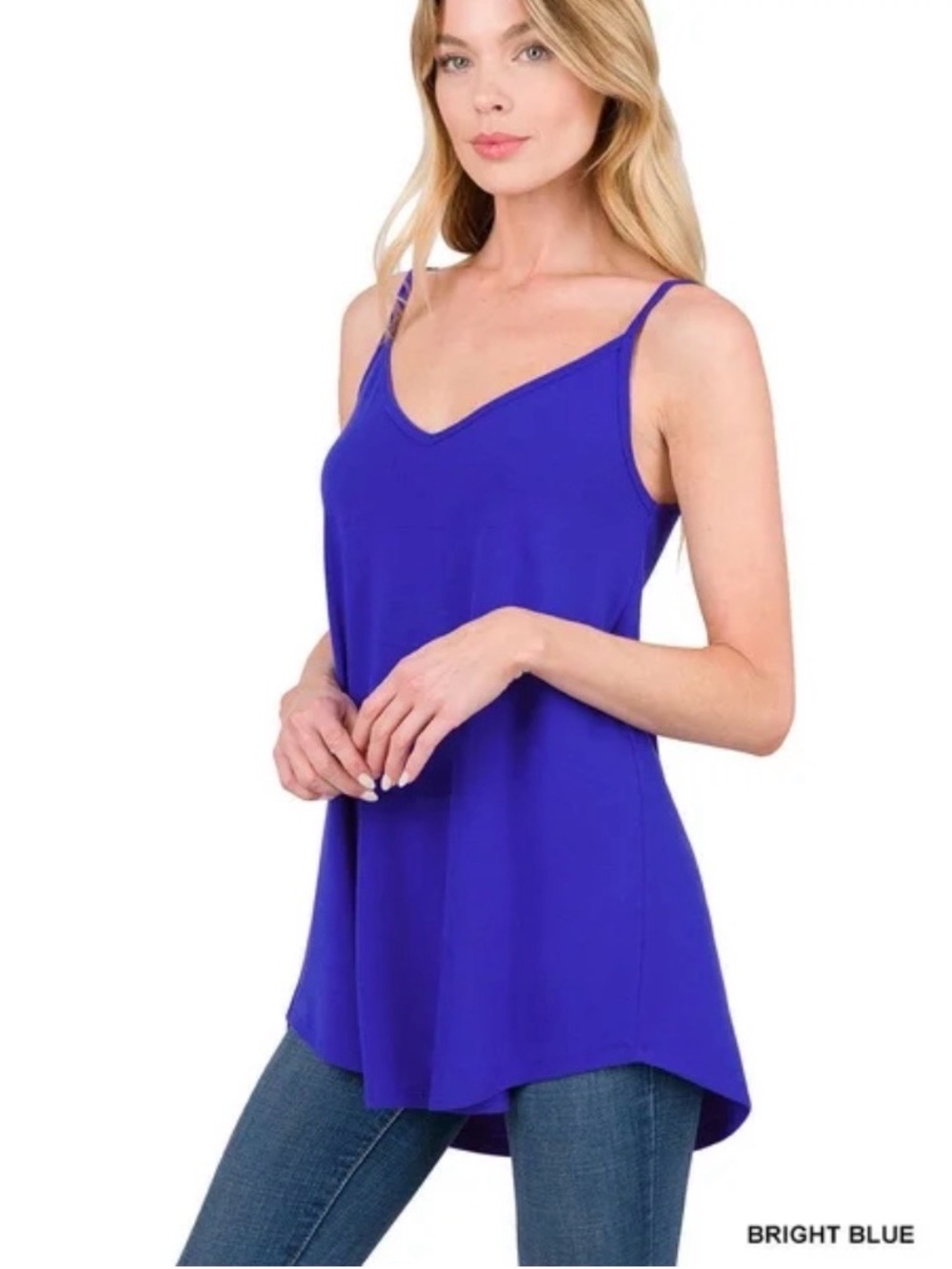 Women’s Plus Zenana Reversible Tunic Tank Cami Bright Blue Sz 2X Knit